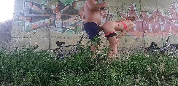  The father takes his stepdaughter out for a bike ride and films her when he fucks her and sucks them in public.